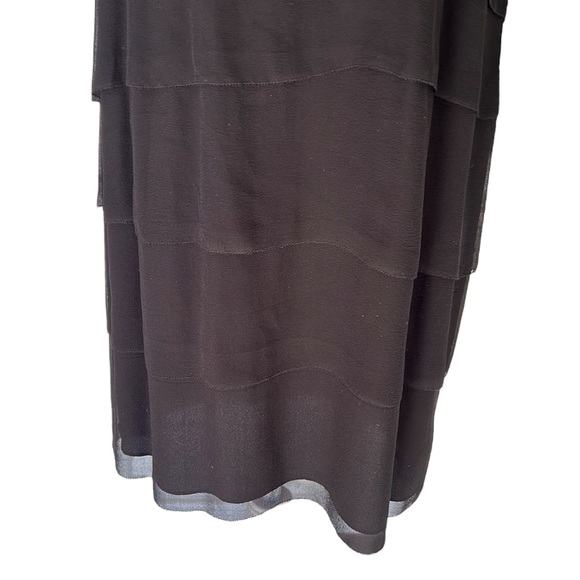 VINCE Silk Chiffon Black Layered Ruffle Halter Neck Column Midi Dress - 12 - Picture 3 of 11